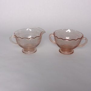 Pink Depression Glass Cream and sugar set